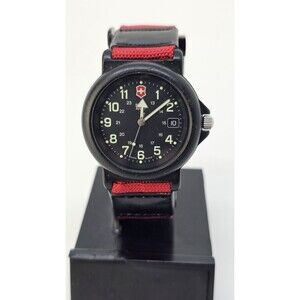 Victorinox Swiss Army Renegade Watch Men 38MM Black Red Canvas Bands New Battery